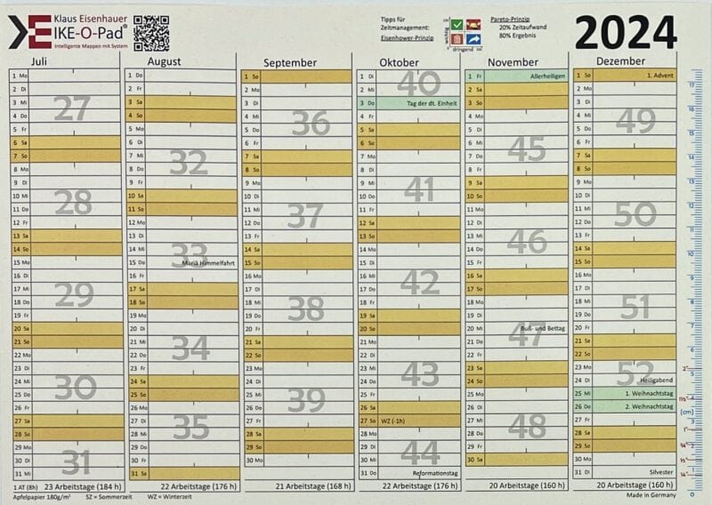 Kalender 2024 Halbjahr 2 Apfelpapier