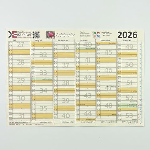 Jahreskalender Apfelpapier 2026 2. Halbjahr