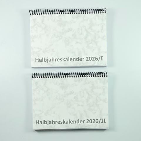 Halbjahreskalender 2026/I und II. Vorderansicht.